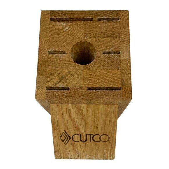 Cutco Oak Knife Block Holds Up to Six Knives and Sharpener Made In USA - Picture 2 of 7